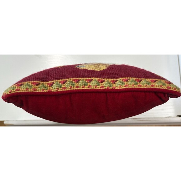 Christmas Holiday Throw Pillow Needlepoint Angel 10” Square Small Red - Picture 6 of 9